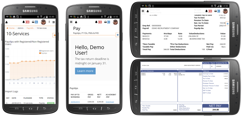 360 Payslips application running on smartphone