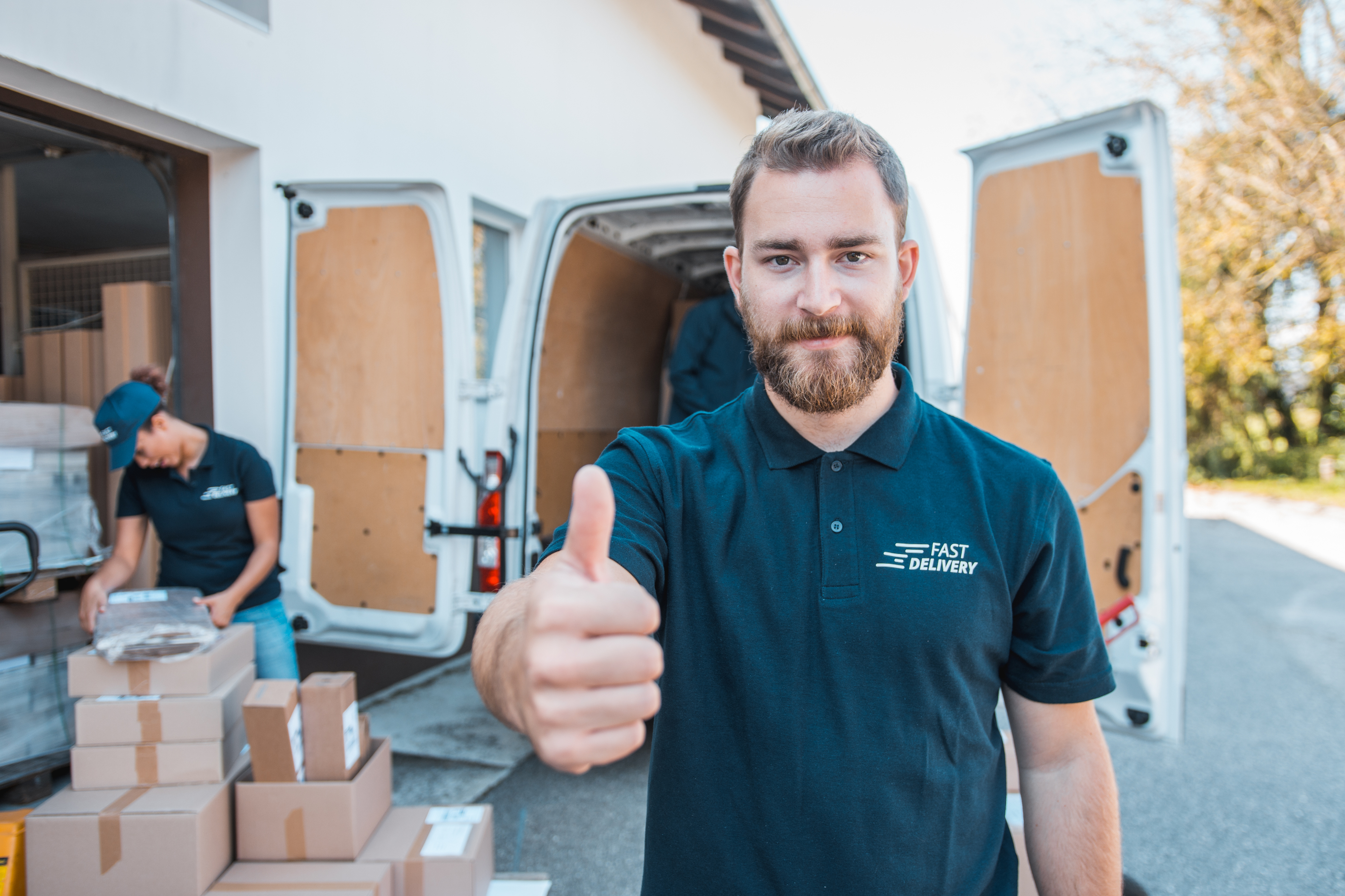 Fast Delivery Driver Outside Warehouse