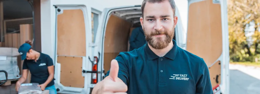 Fast Delivery Driver Outside Warehouse